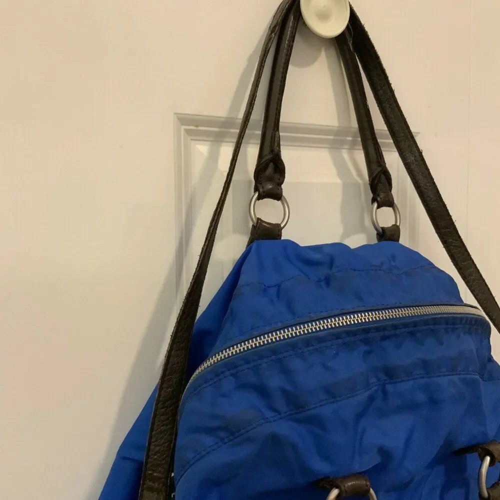 Liebeskind Blue Nylon Handbag With Detachable Leather Strap & Dual Handles